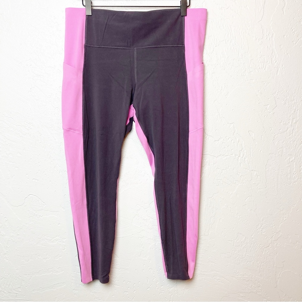 ATHLETA Womens Yin 7/8 Tight Leggings Purple Gray Colorblock size XL